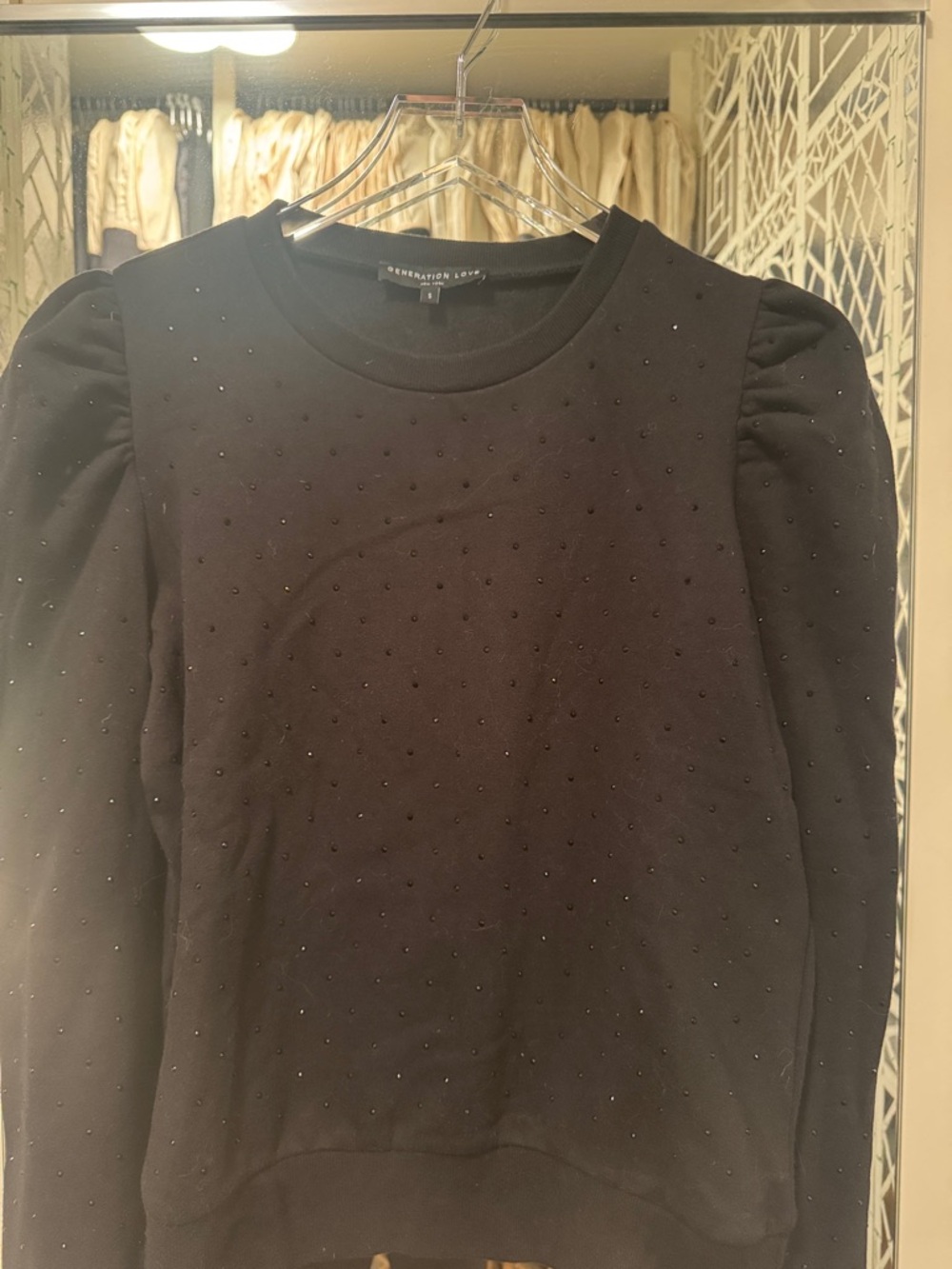 Generation Love Black Embellished Puff-Sleeve Sweatshirt